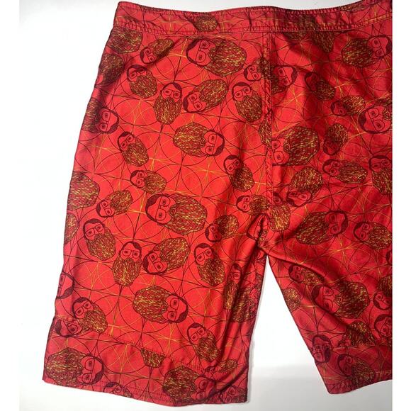 Ambiguous Red board shorts swim trunks Bearded Man Design men’s small - Picture 8 of 15
